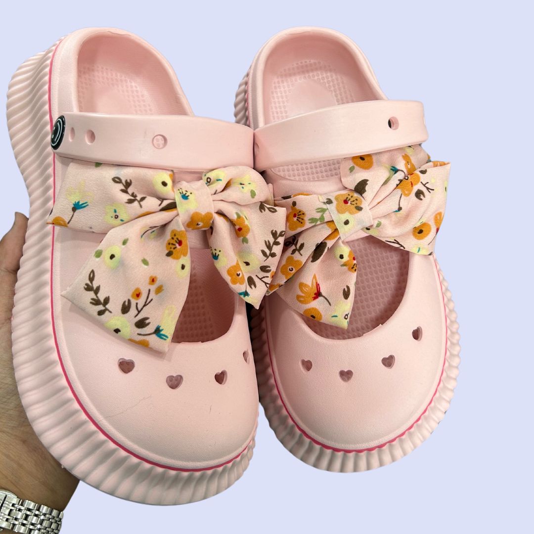 Baby Pink Bow Clogs