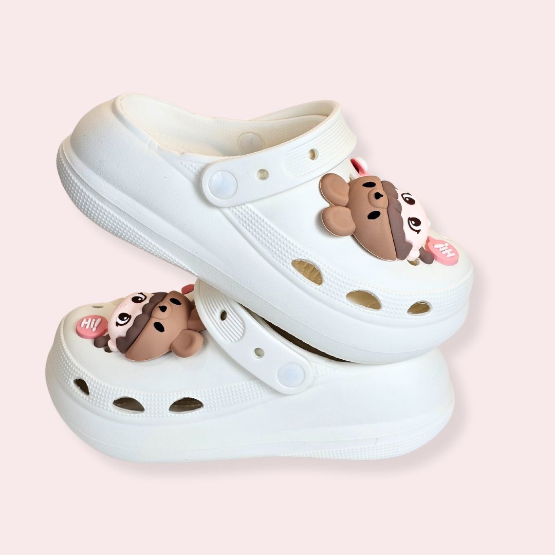 White Whimsical Bunny Clogs