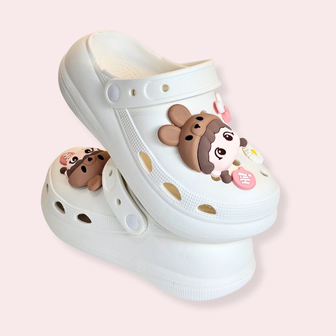 White Whimsical Bunny Clogs