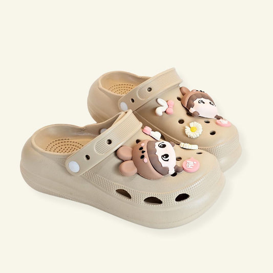 Brown Whimsical Bunny Clogs