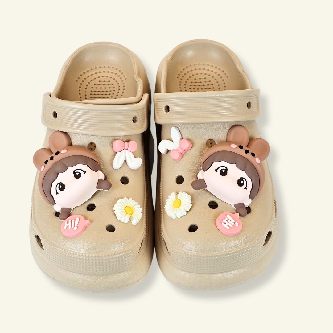 Brown Whimsical Bunny Clogs