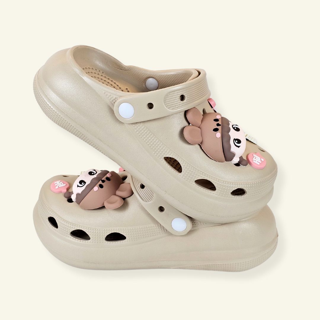 Brown Whimsical Bunny Clogs