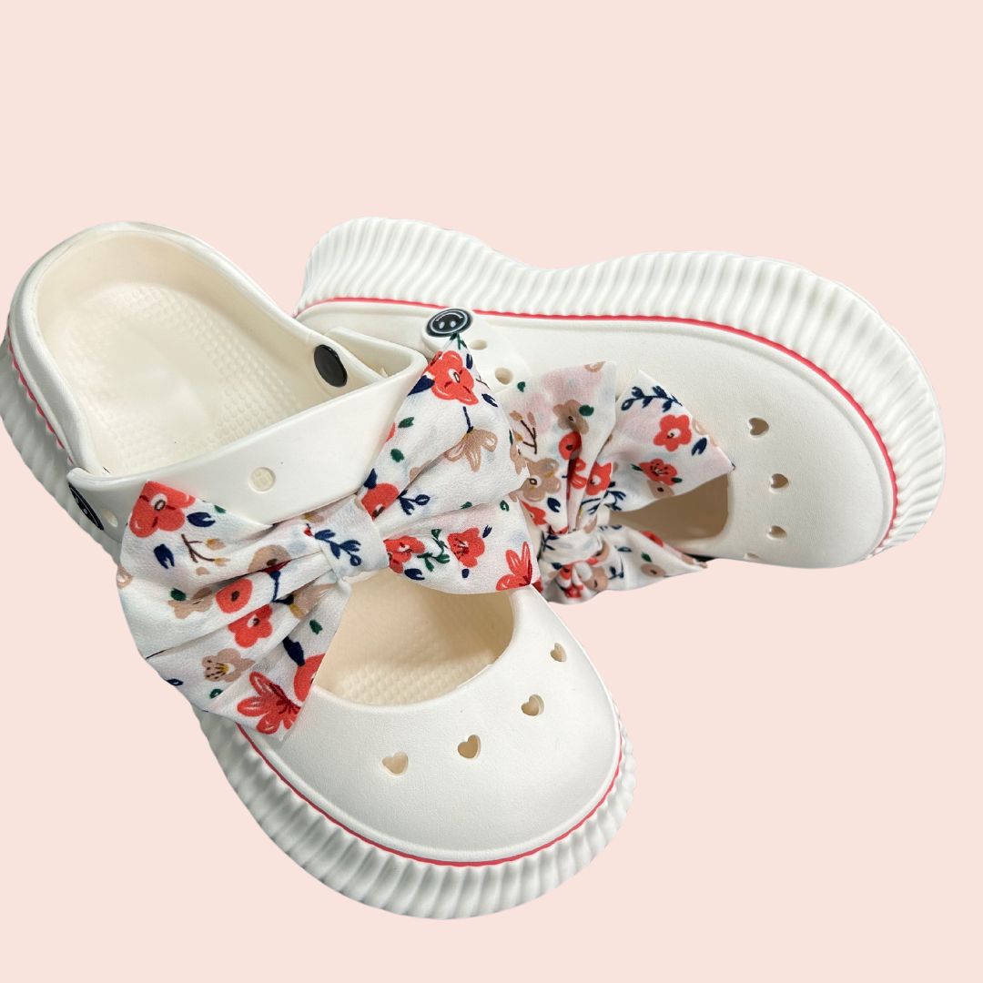 Soft White Bow Clogs