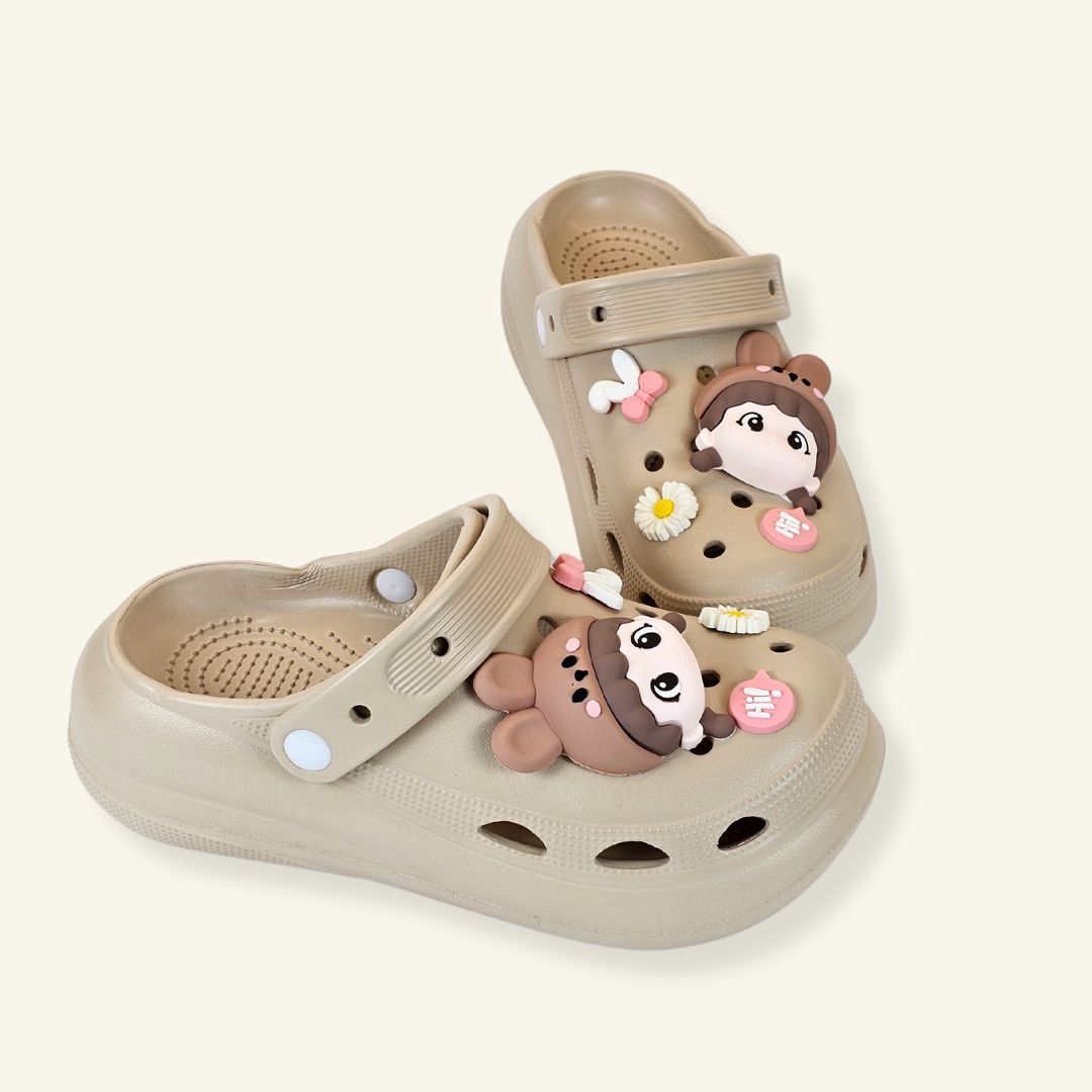 Brown Whimsical Bunny Clogs