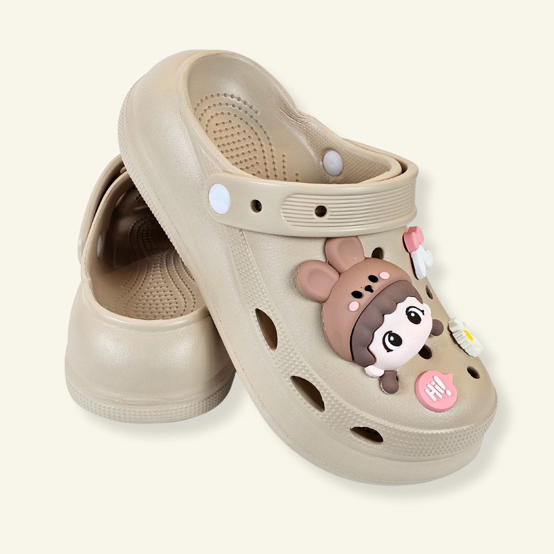 Brown Whimsical Bunny Clogs