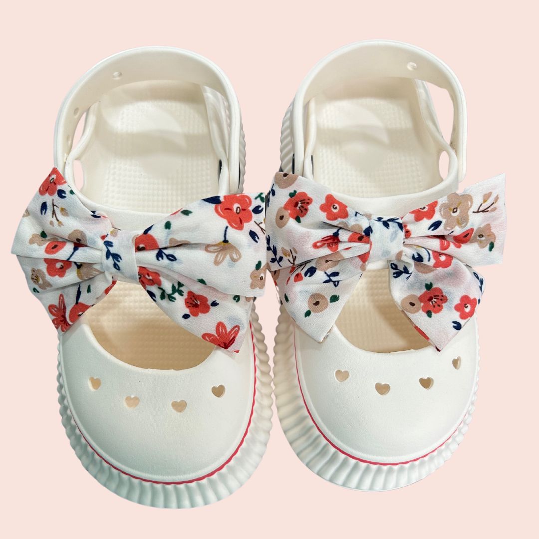 Soft White Bow Clogs