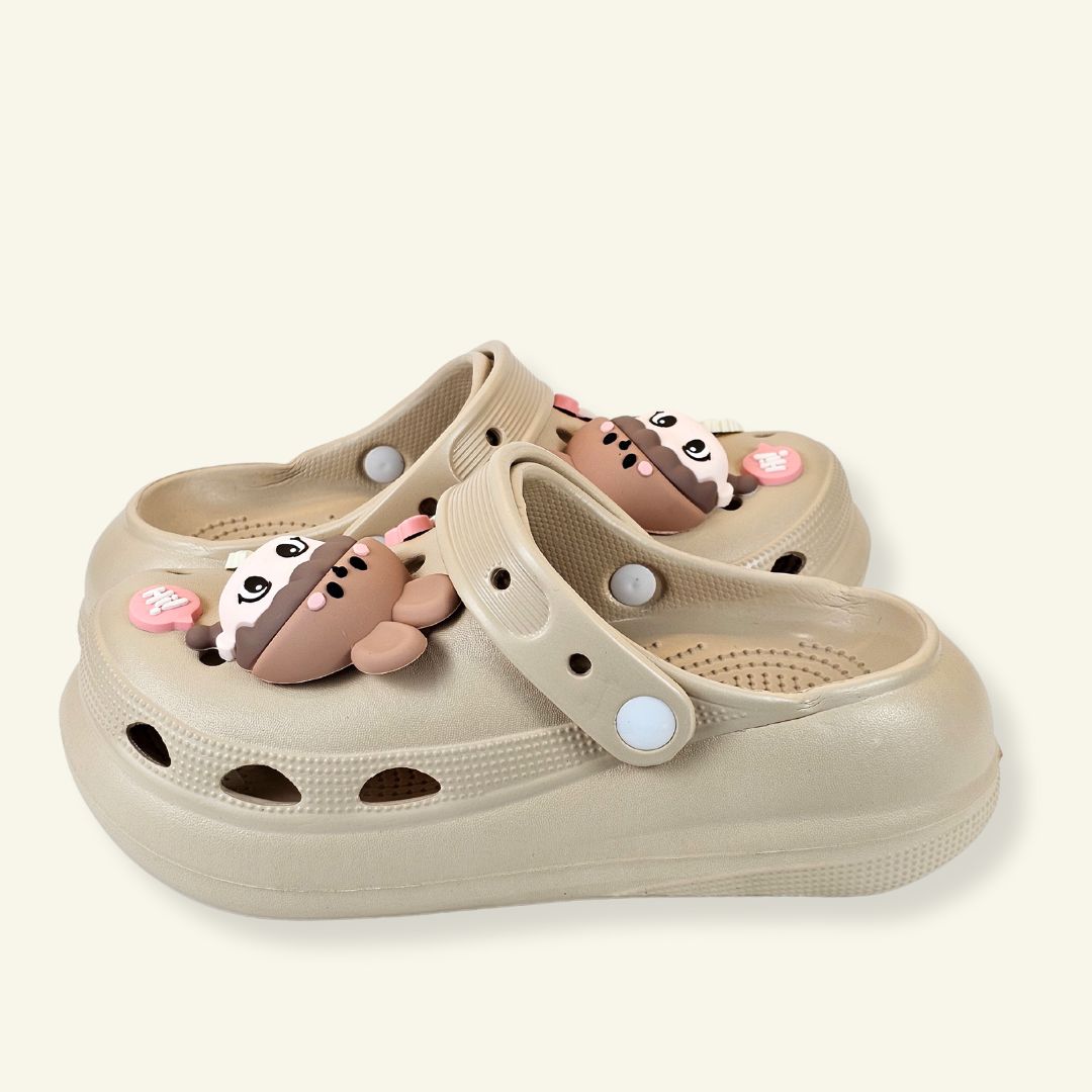 Brown Whimsical Bunny Clogs