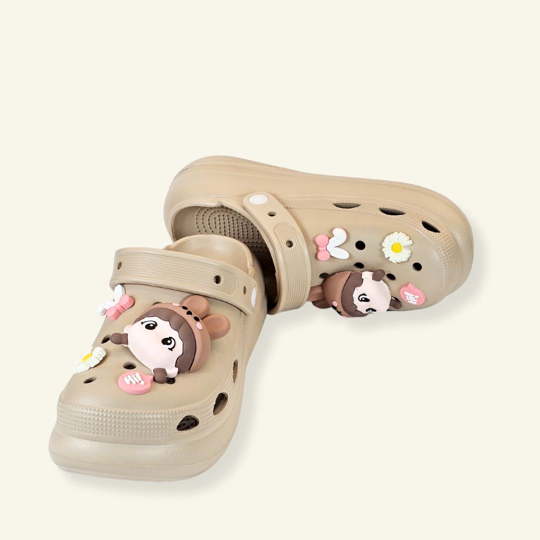 Brown Whimsical Bunny Clogs