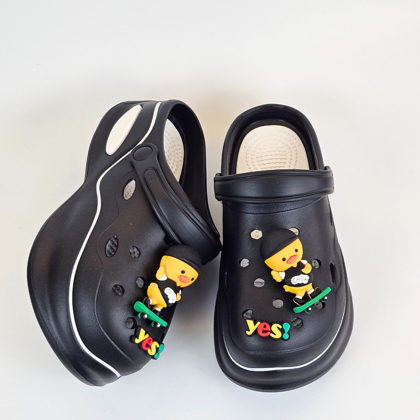 Black Skater Duck Clogs