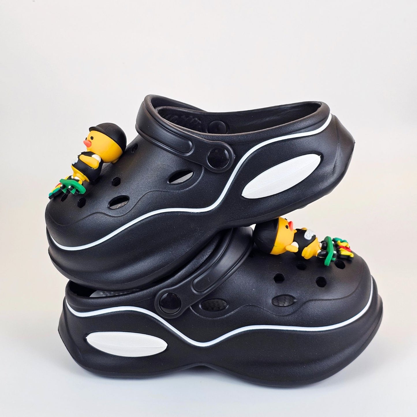 Black Skater Duck Clogs