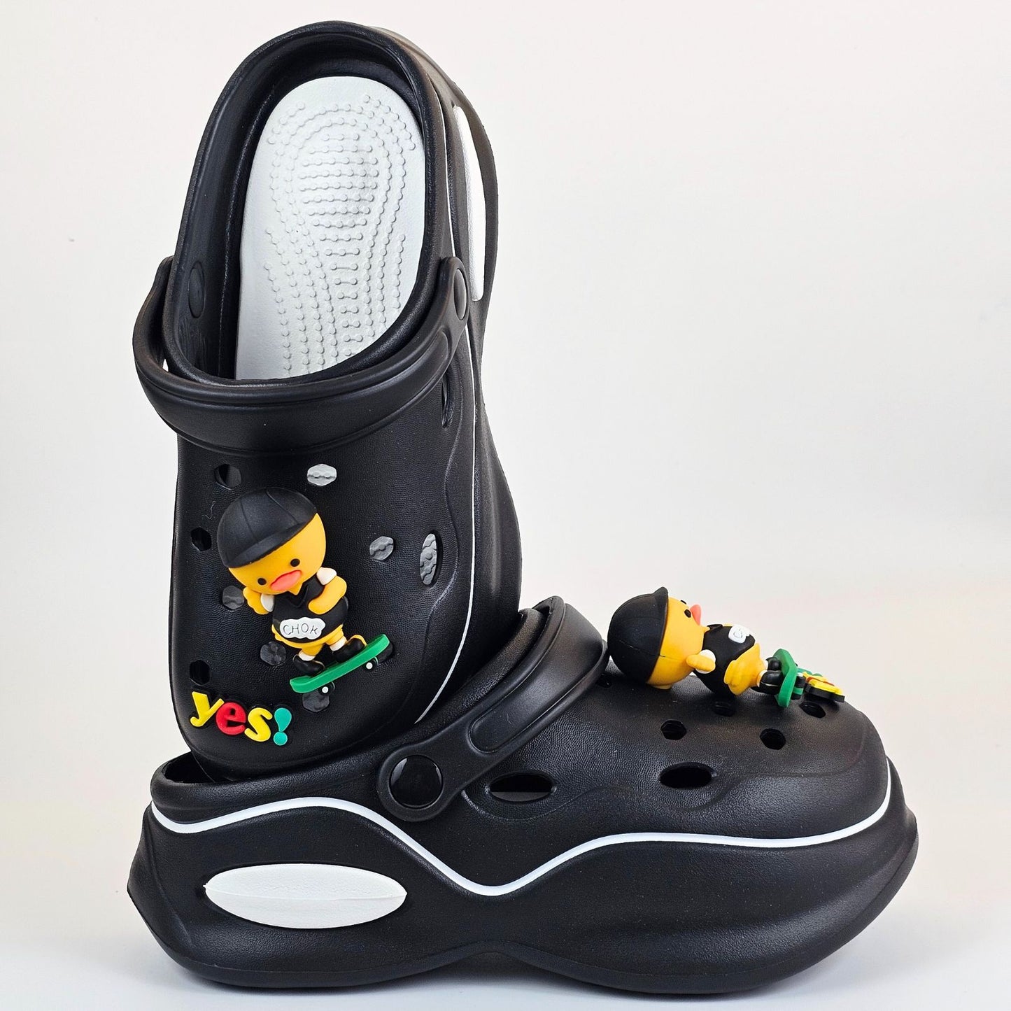 Black Skater Duck Clogs