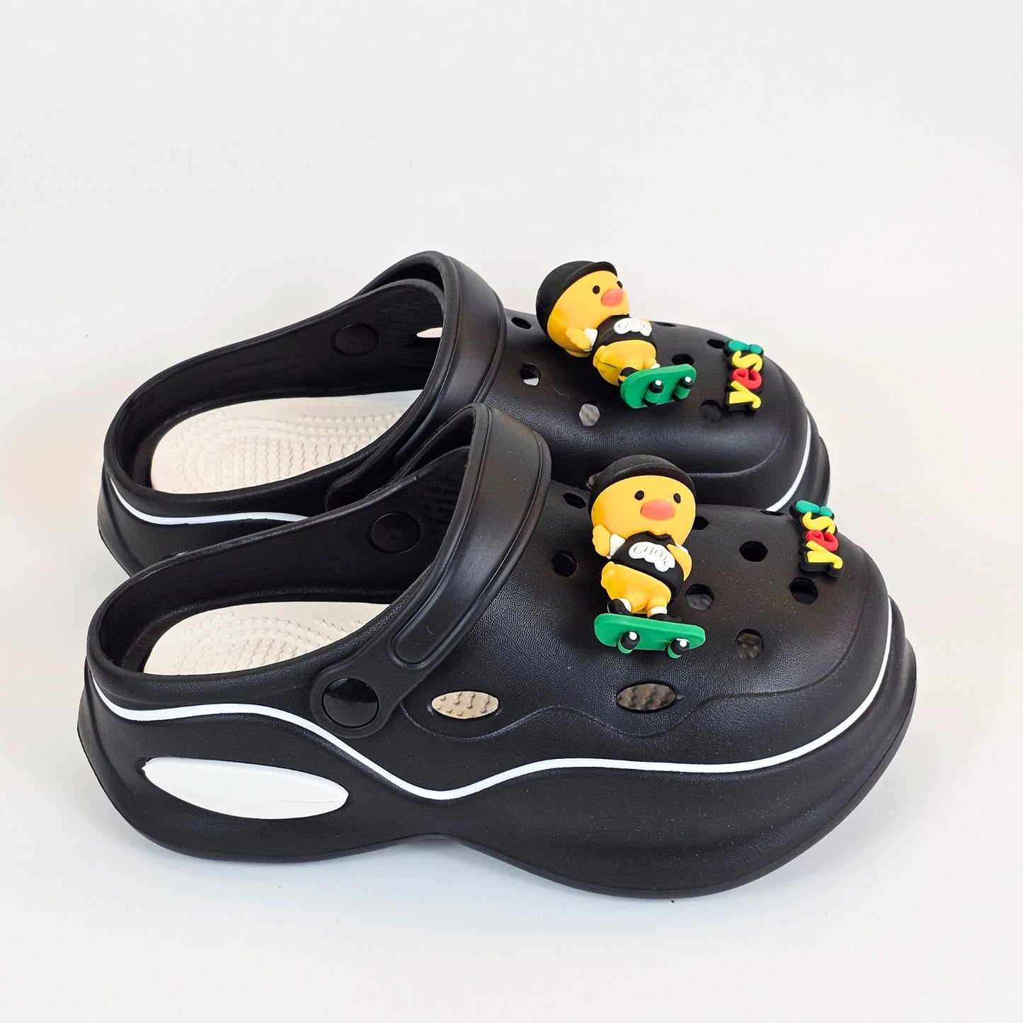 Black Skater Duck Clogs