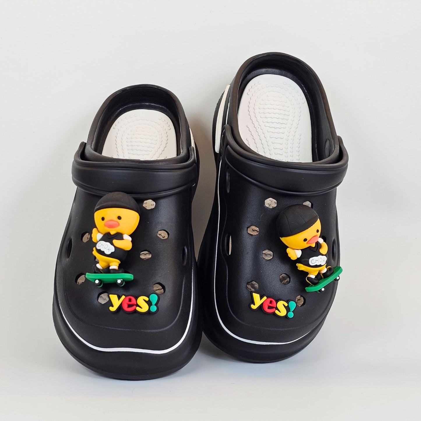 Black Skater Duck Clogs