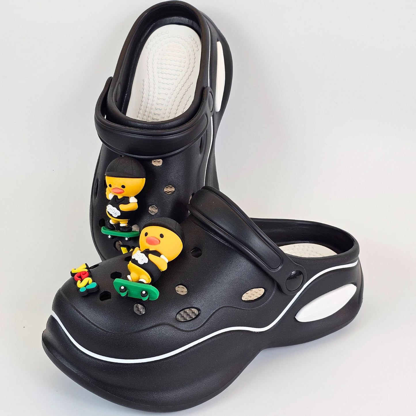 Black Skater Duck Clogs