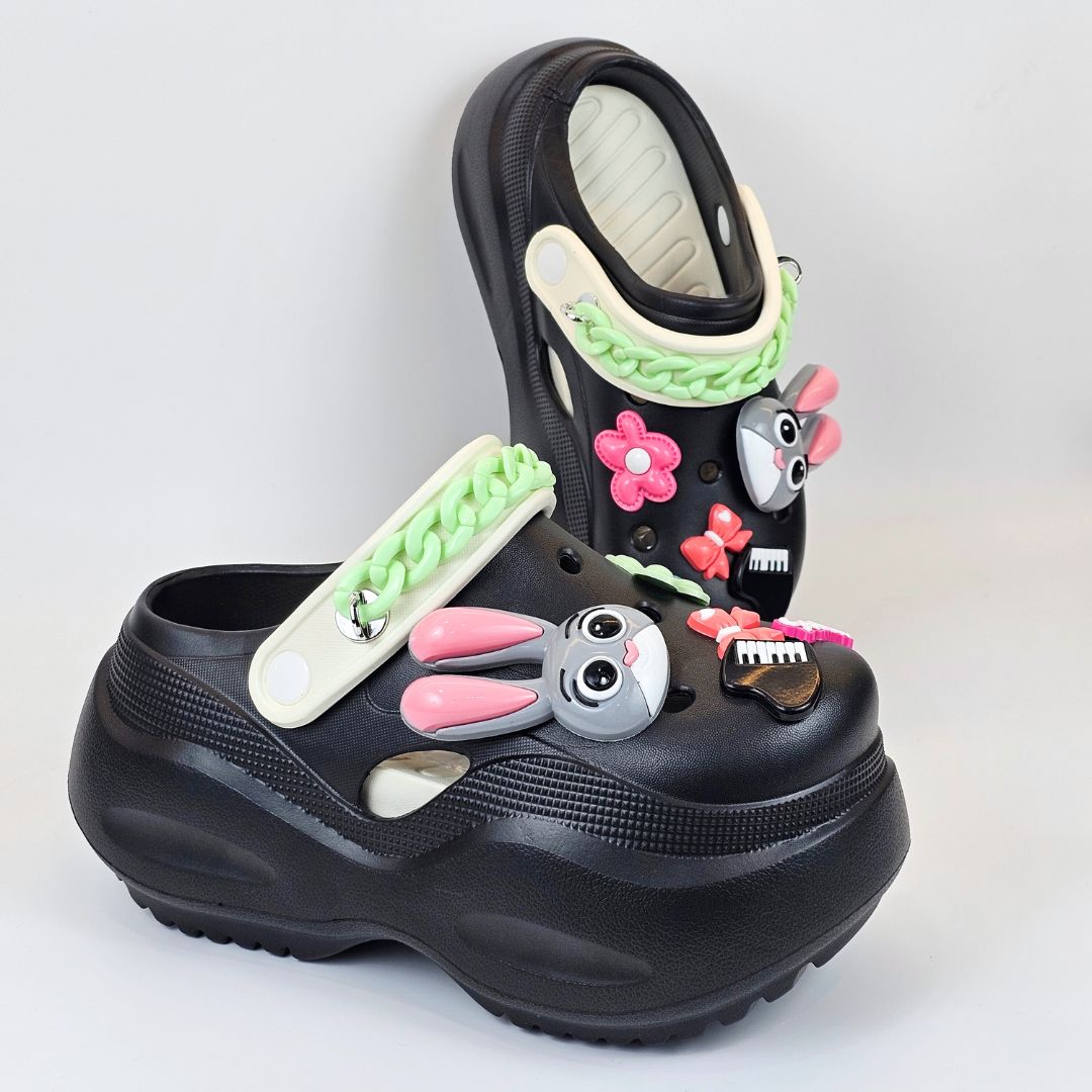 Black Bunny Melody Clogs