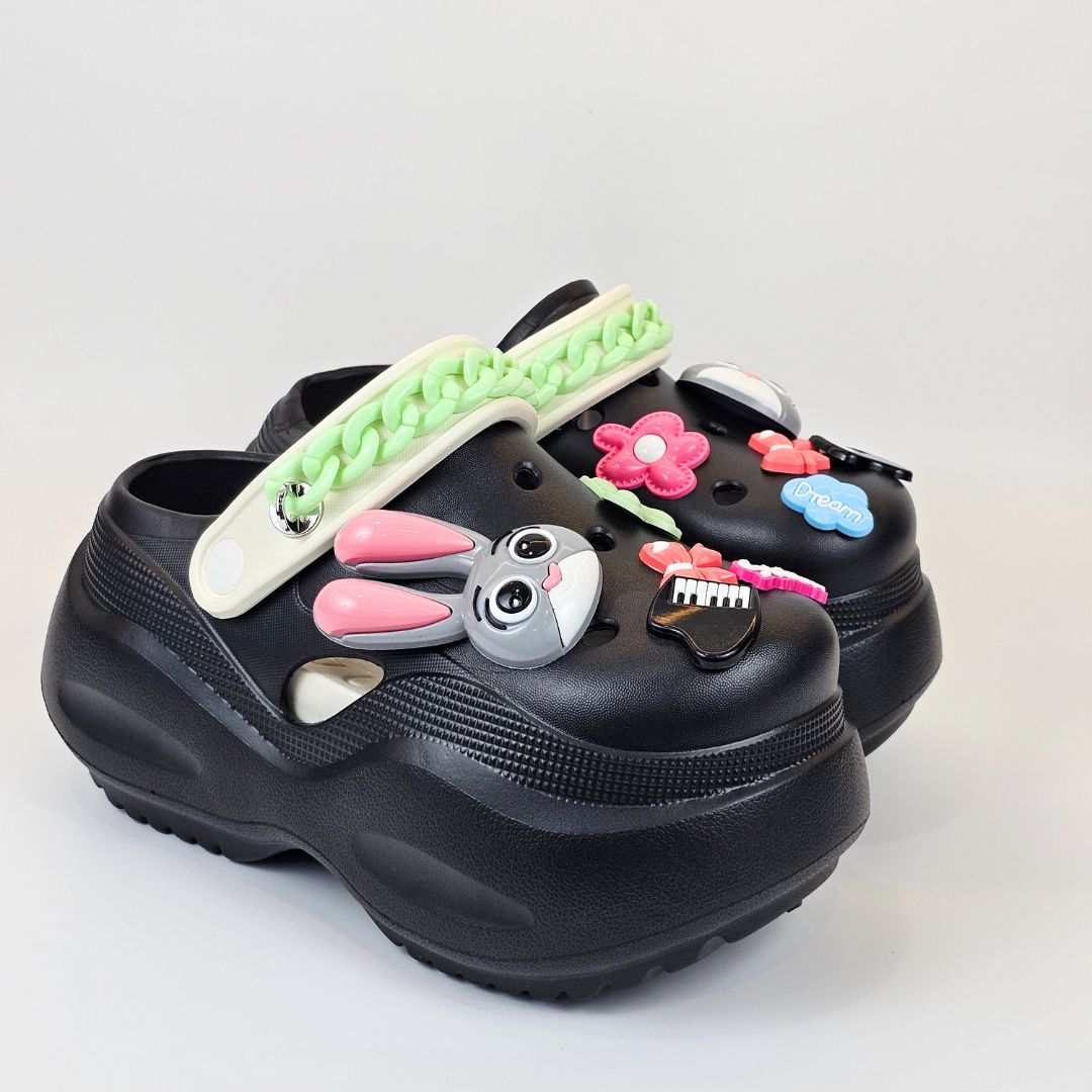 Black Bunny Melody Clogs