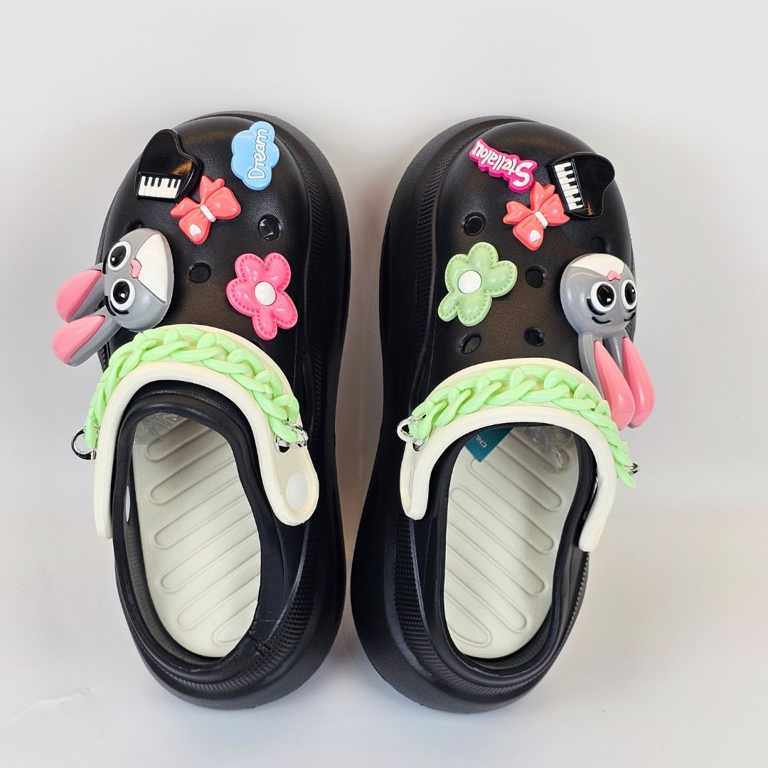 Black Bunny Melody Clogs