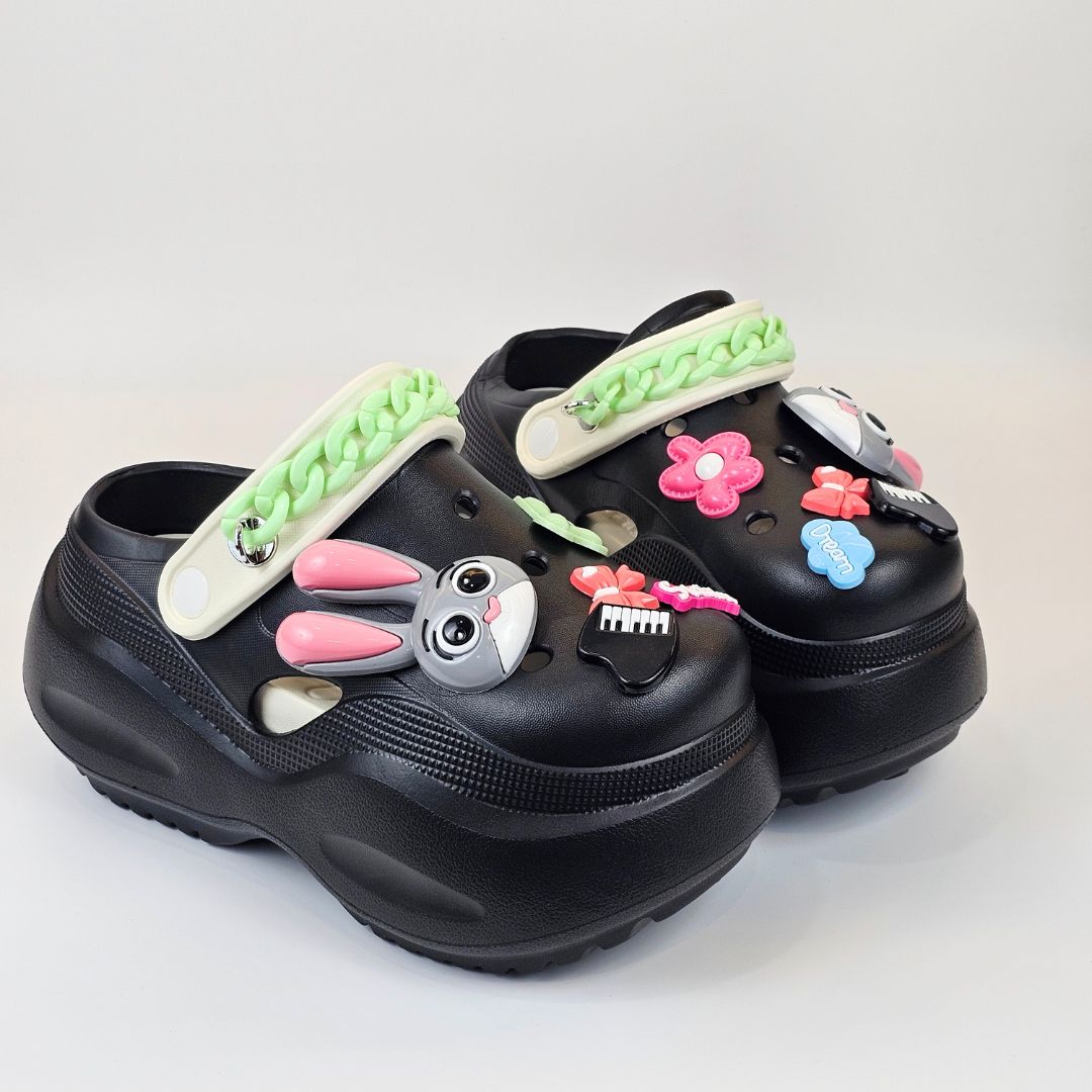 Black Bunny Melody Clogs