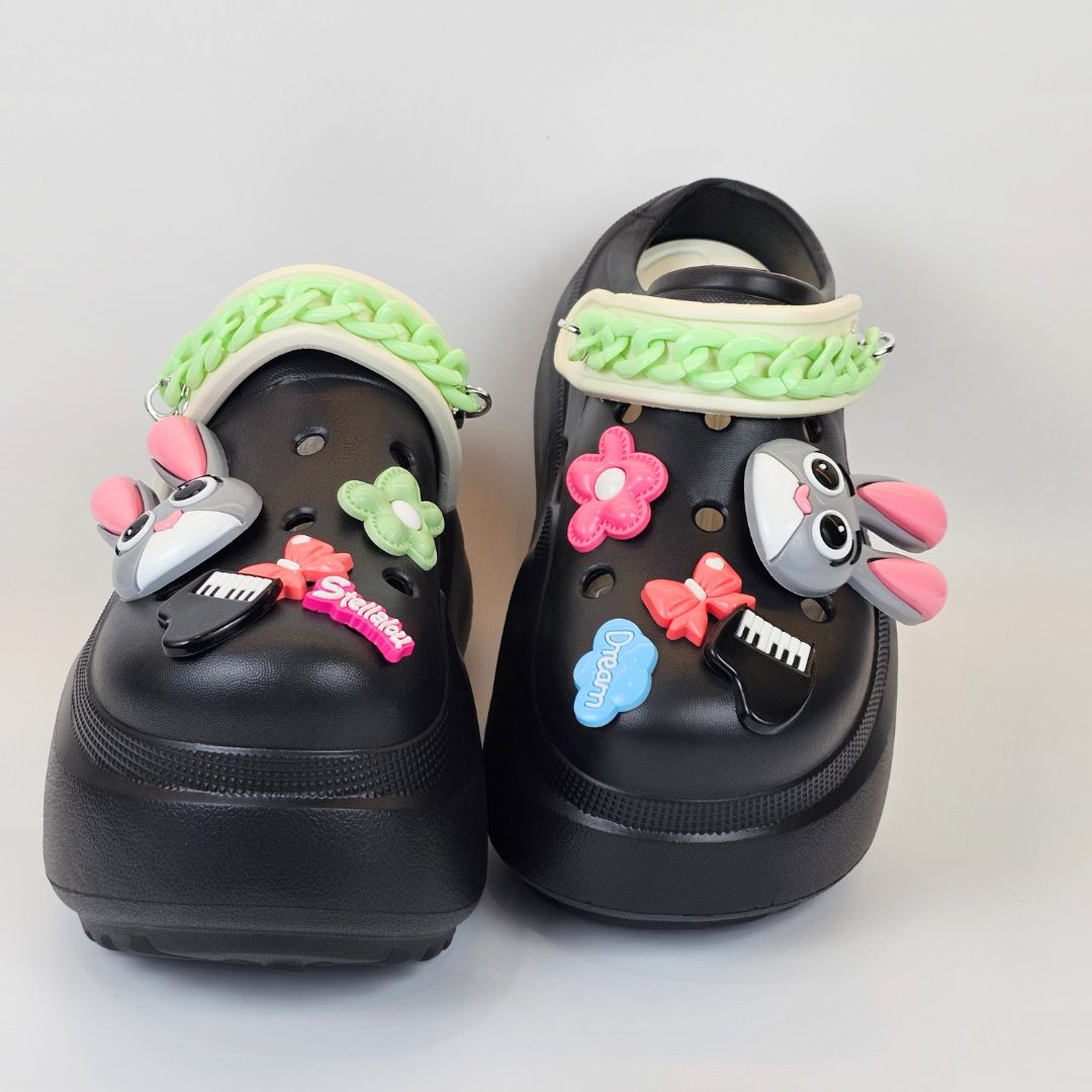 Black Bunny Melody Clogs