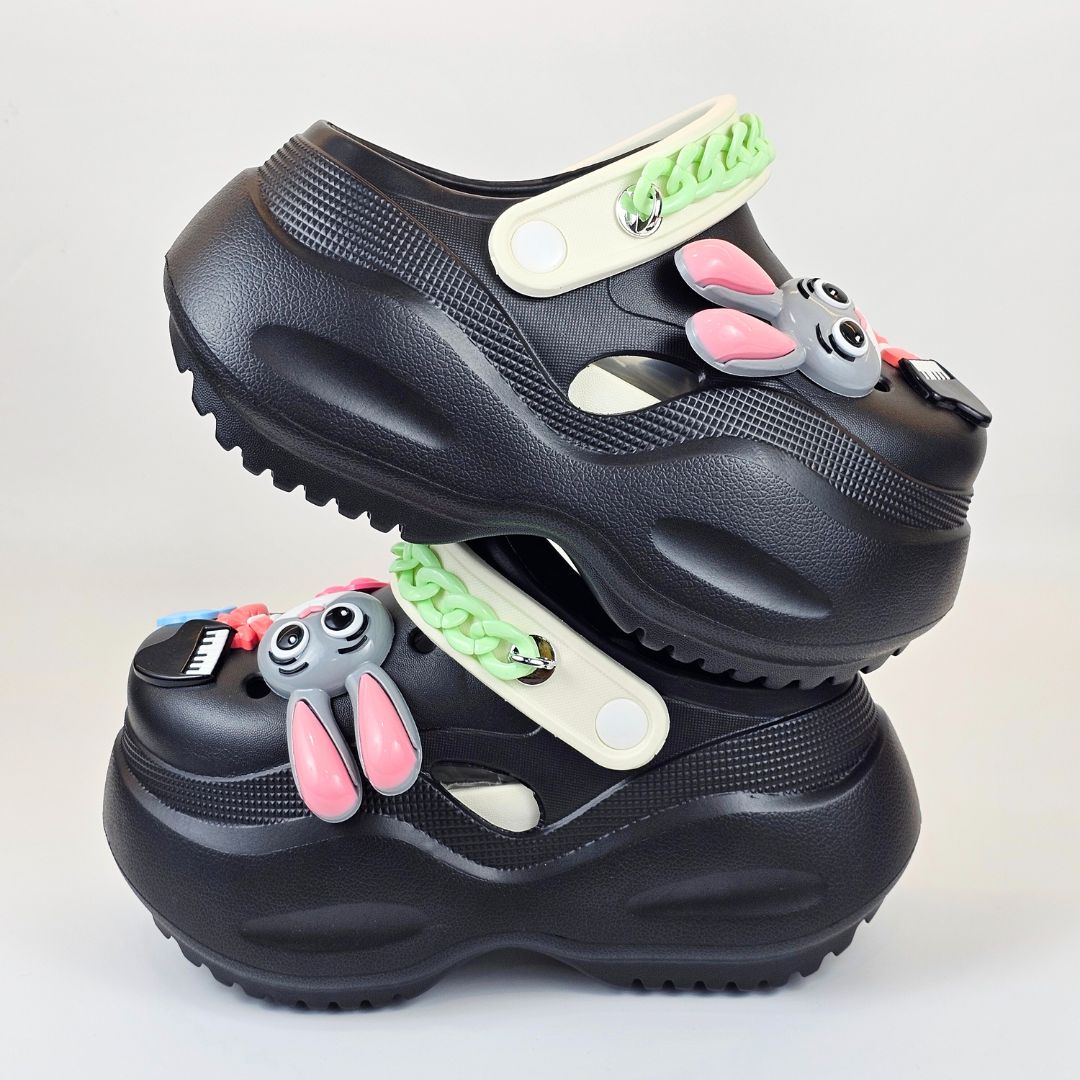 Black Bunny Melody Clogs