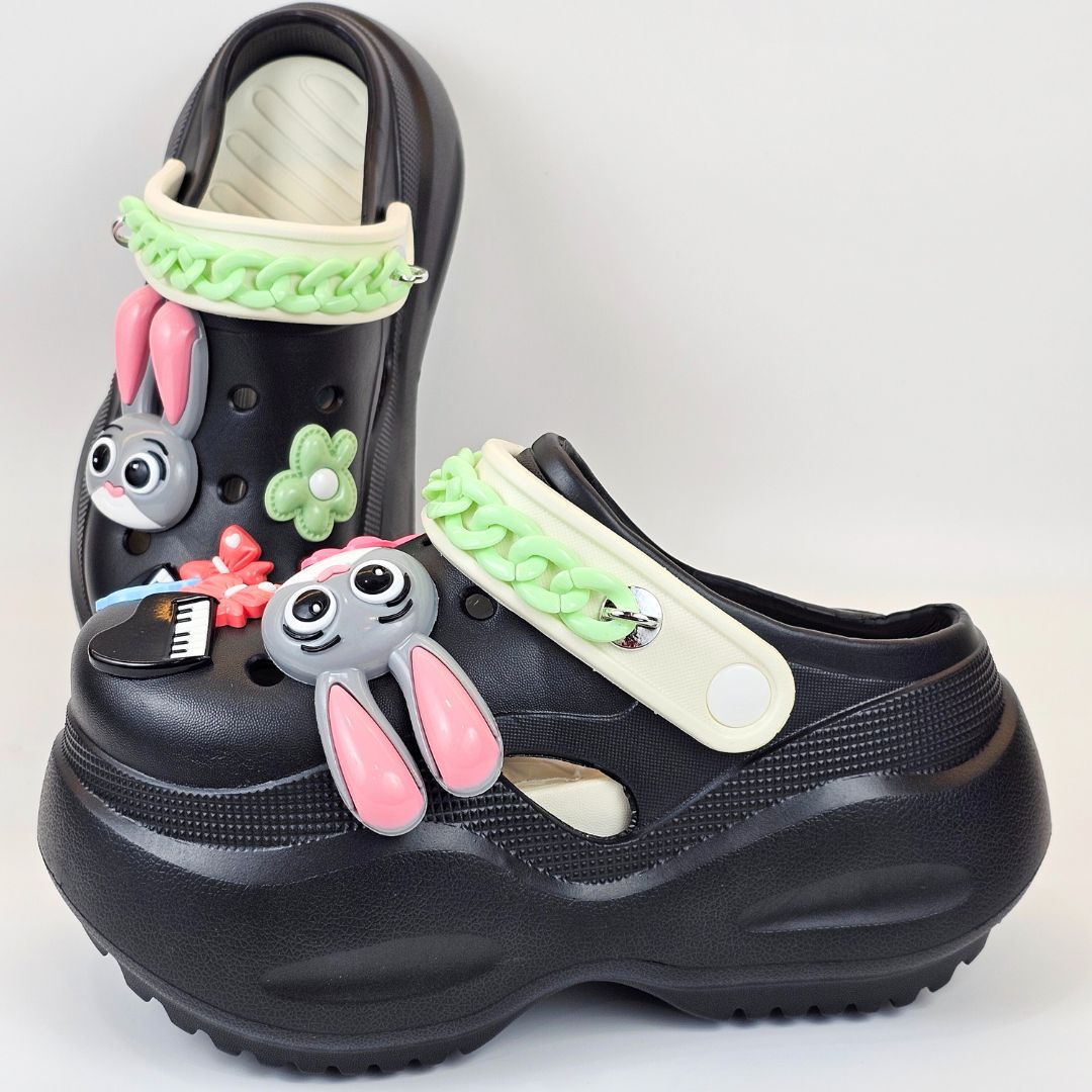 Black Bunny Melody Clogs