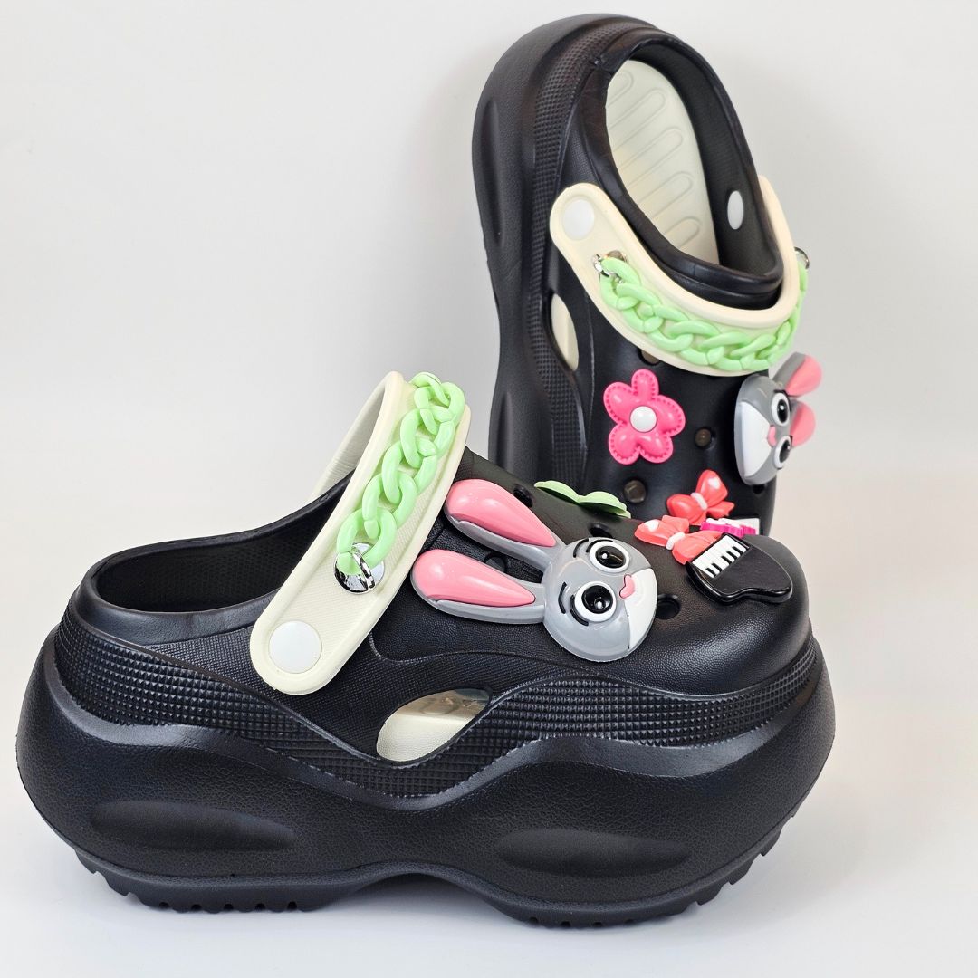 Black Bunny Melody Clogs