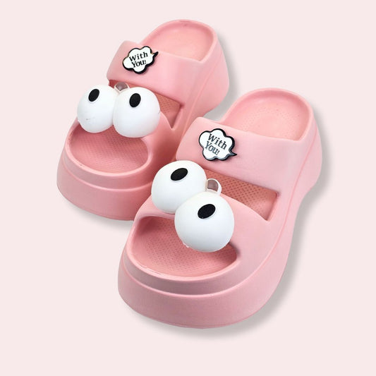 Pink Googly Toes Slides