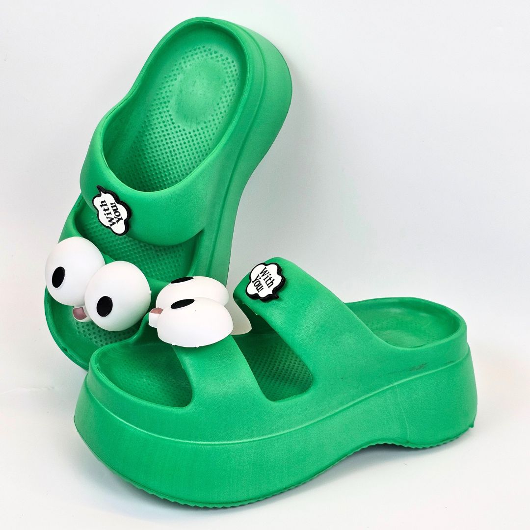 Green Googly Toes Slides