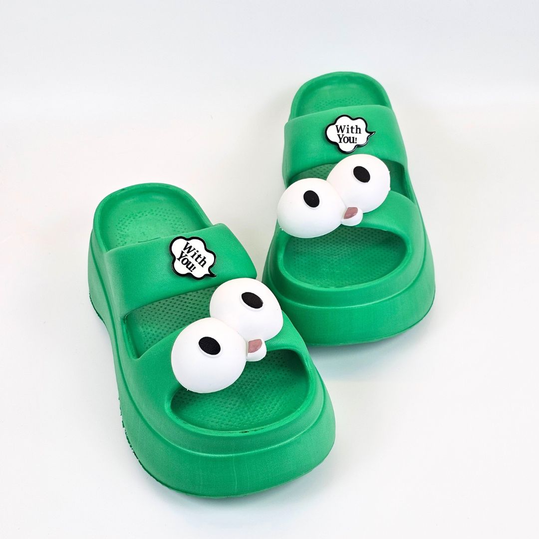 Green Googly Toes Slides