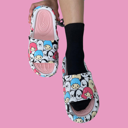 Cute Doodles Slides (Pink Sole)