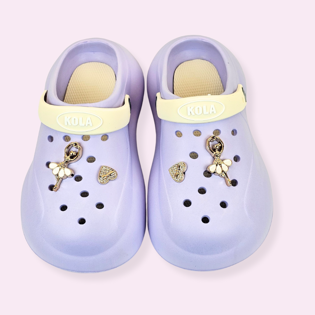 Lavender Ballerina's Heart Charm Clogs