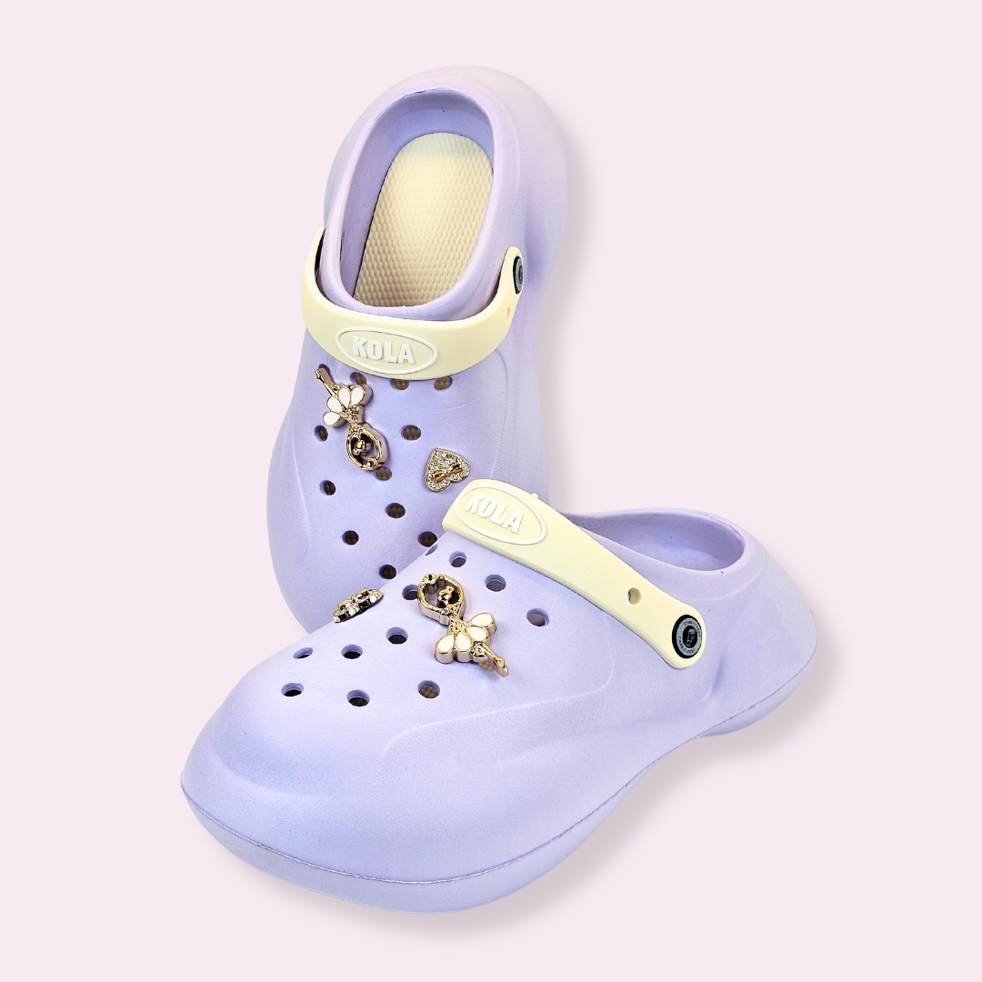 Lavender Ballerina's Heart Charm Clogs