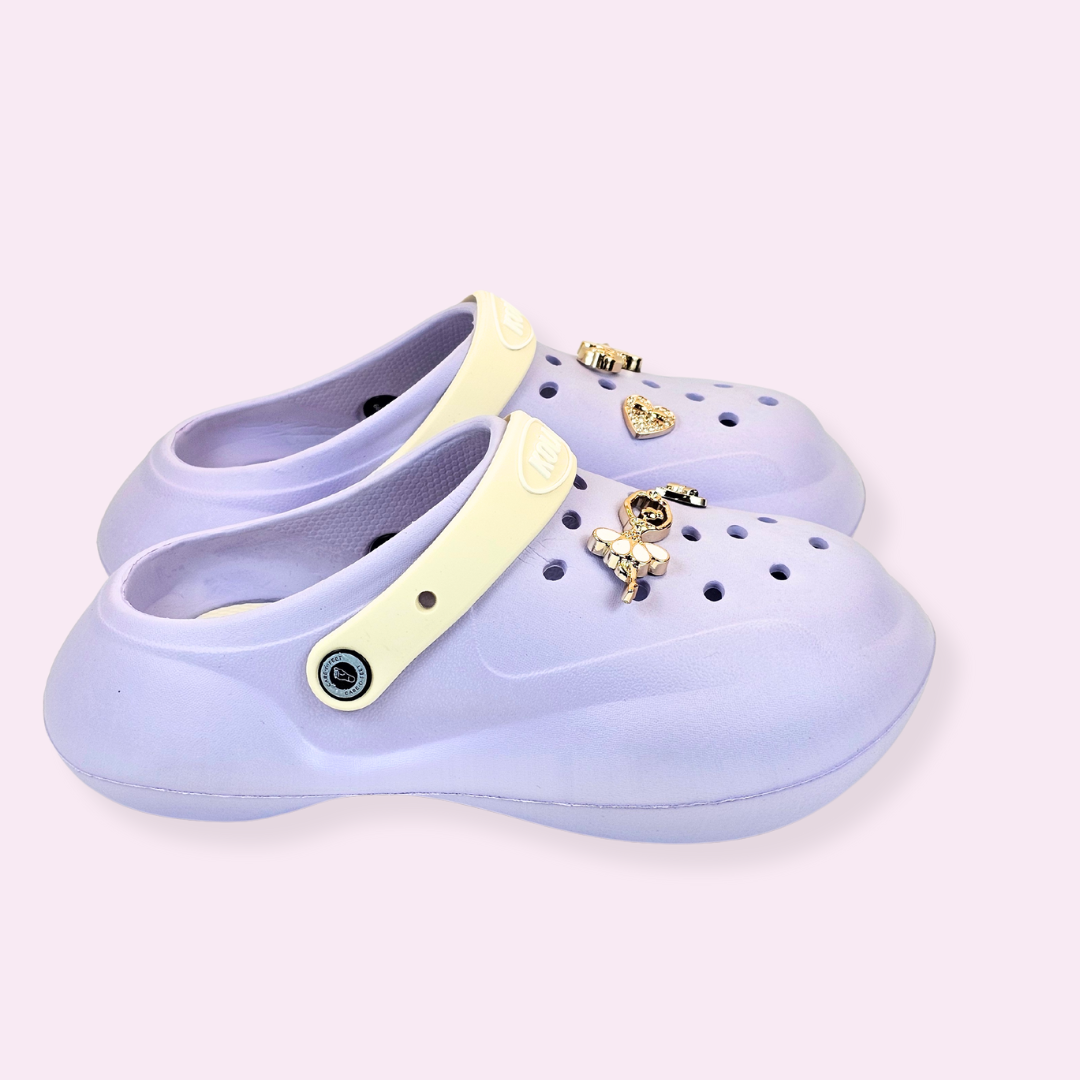 Lavender Ballerina's Heart Charm Clogs