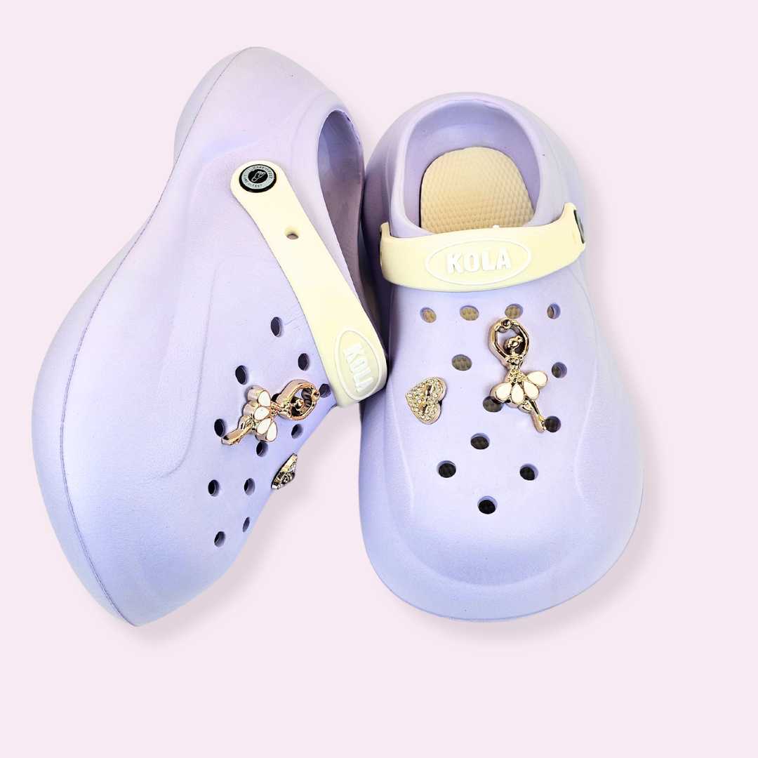 Lavender Ballerina's Heart Charm Clogs