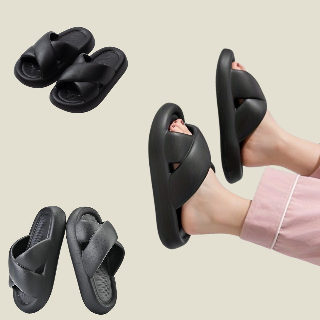 Black Criss-Cross Slippers