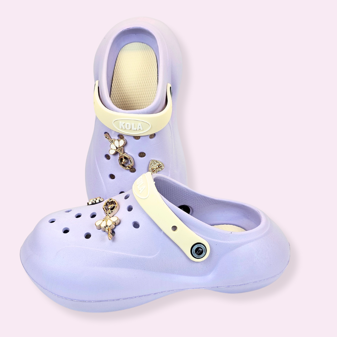 Lavender Ballerina's Heart Charm Clogs