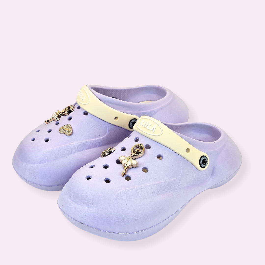 Lavender Ballerina's Heart Charm Clogs