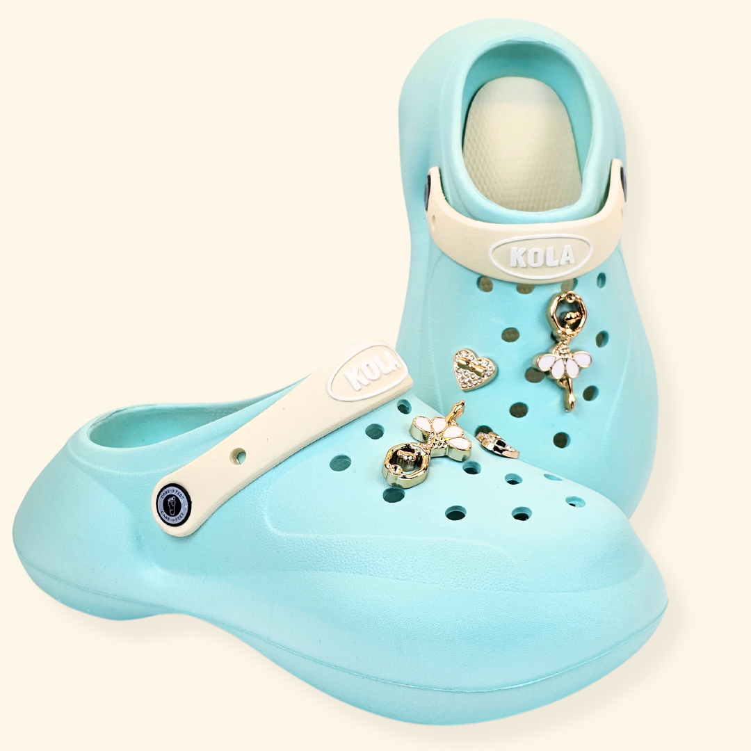 Blue Ballerina's Heart Charm Clogs