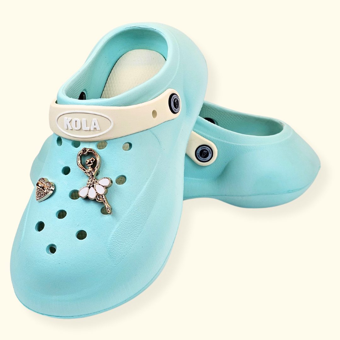 Blue Ballerina's Heart Charm Clogs