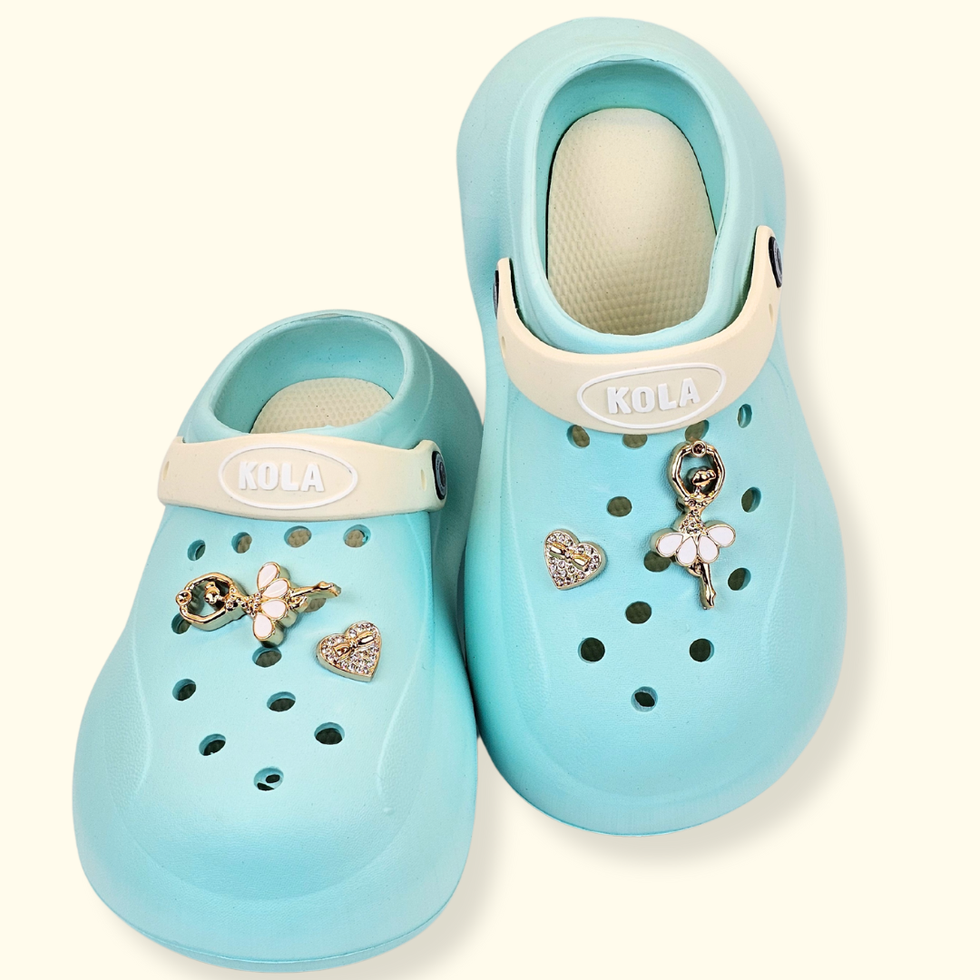 Blue Ballerina's Heart Charm Clogs