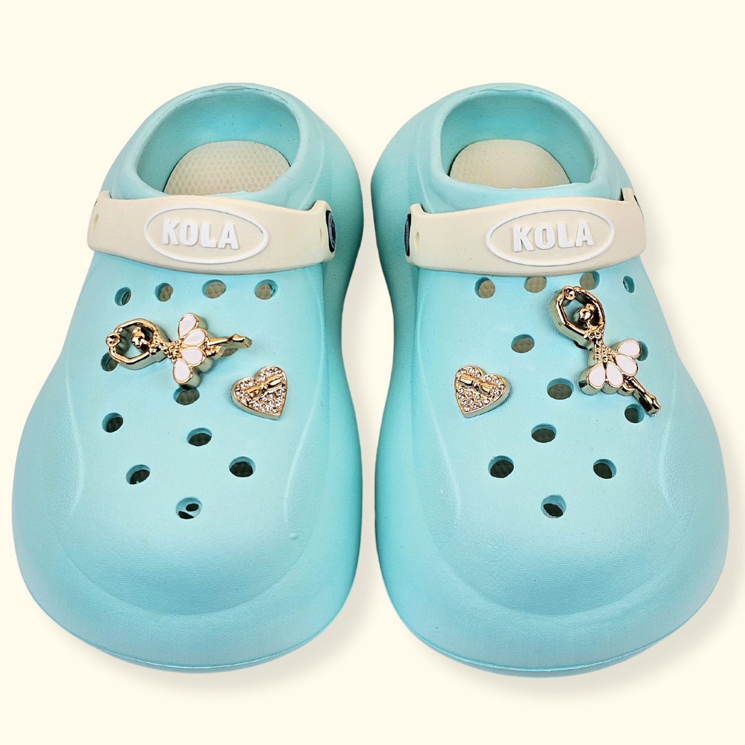 Blue Ballerina's Heart Charm Clogs