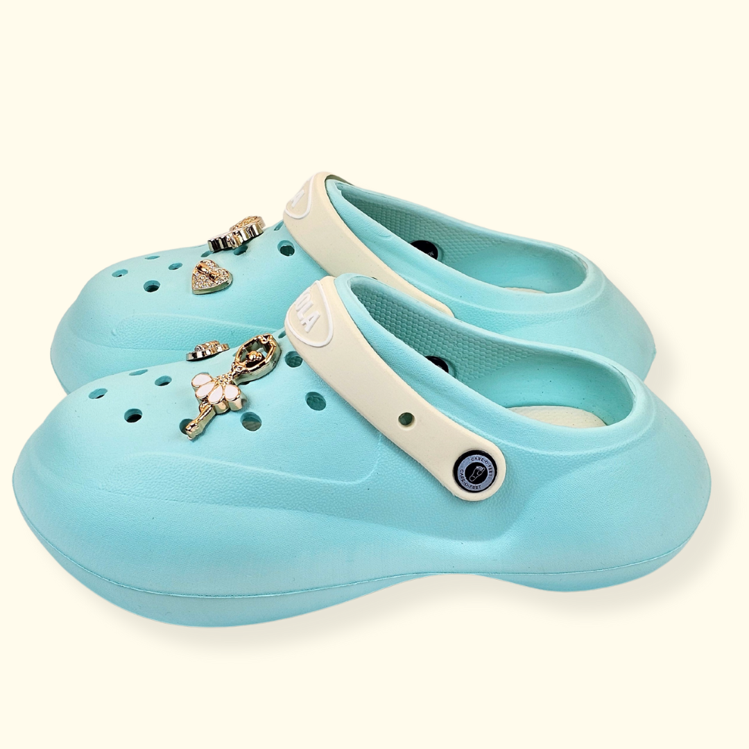 Blue Ballerina's Heart Charm Clogs