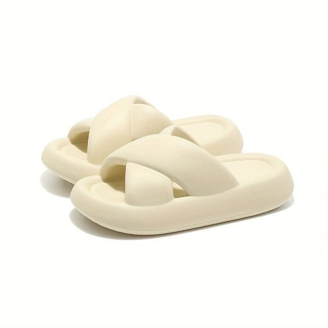 Beige Criss-Cross Slippers