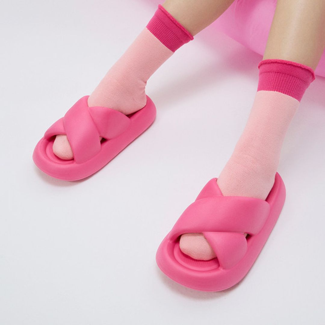 Hot Pink Criss-Cross Slippers – PICK N JUMP