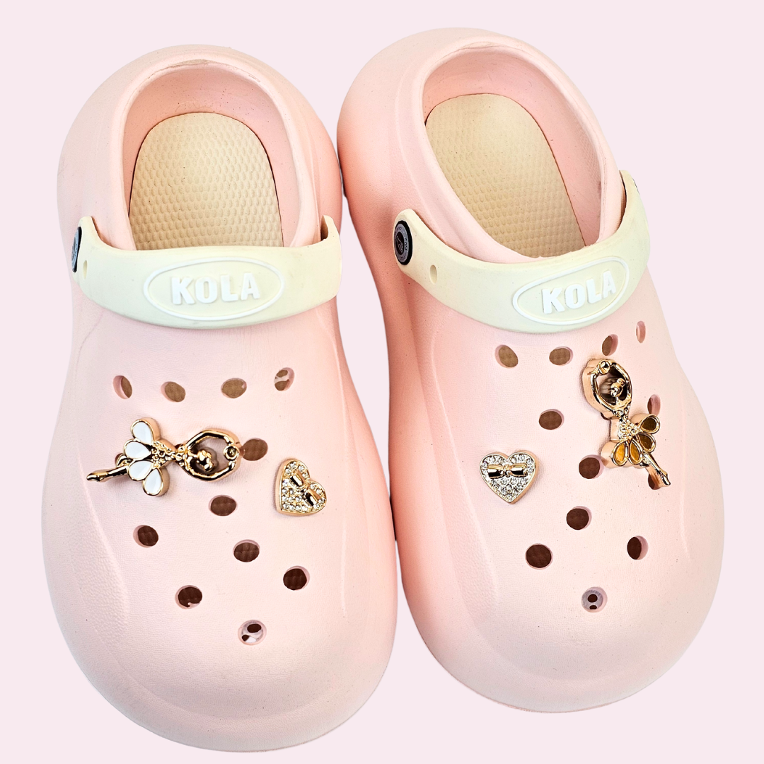 Pink Ballerina's Heart Charm Clogs