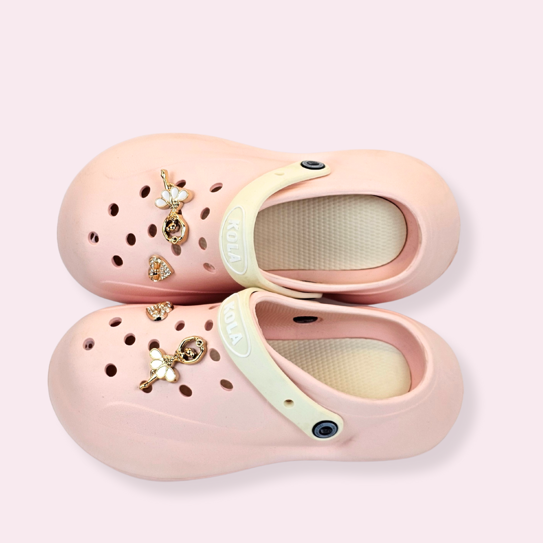 Pink Ballerina's Heart Charm Clogs