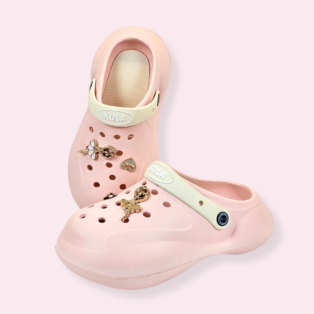 Pink Ballerina's Heart Charm Clogs