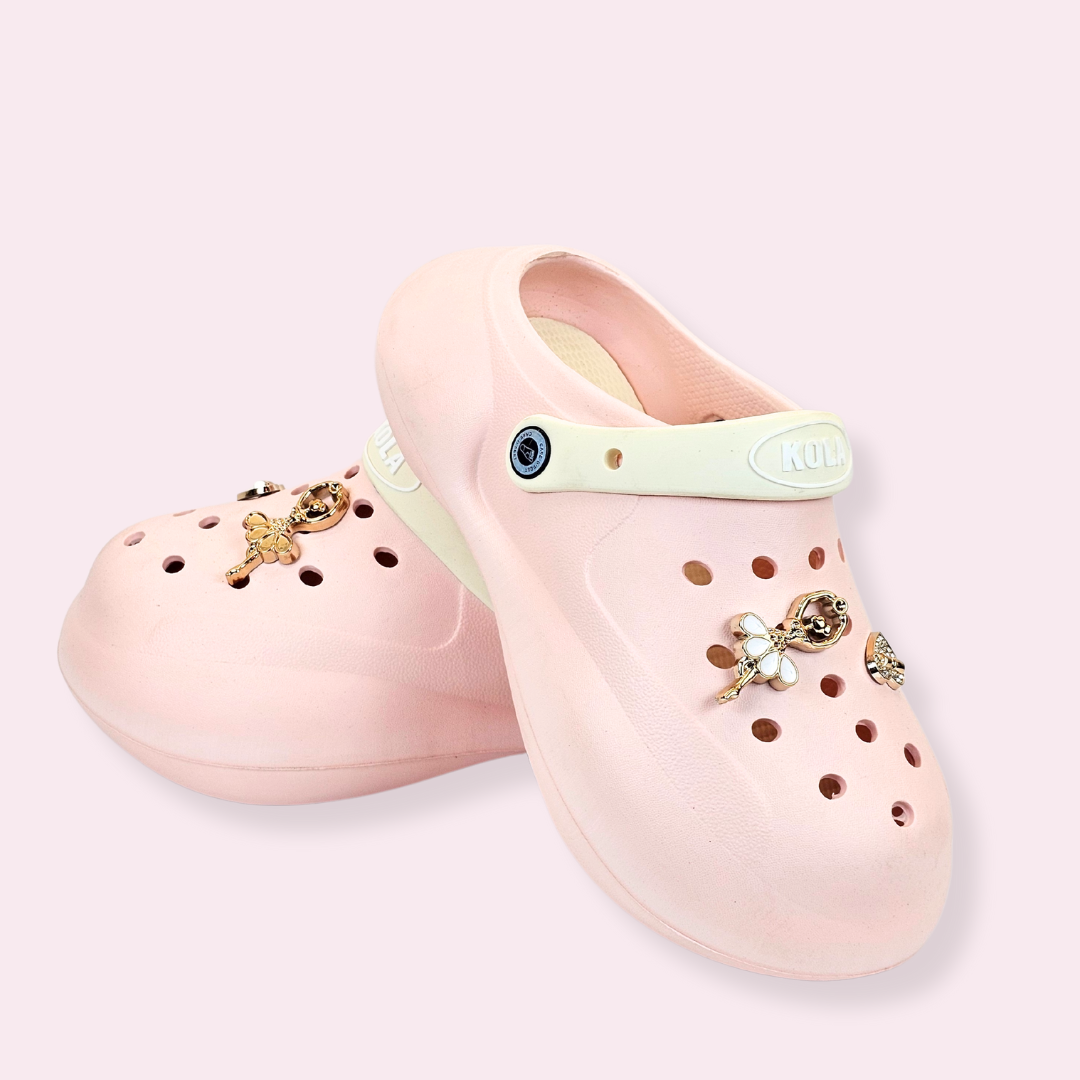 Pink Ballerina's Heart Charm Clogs