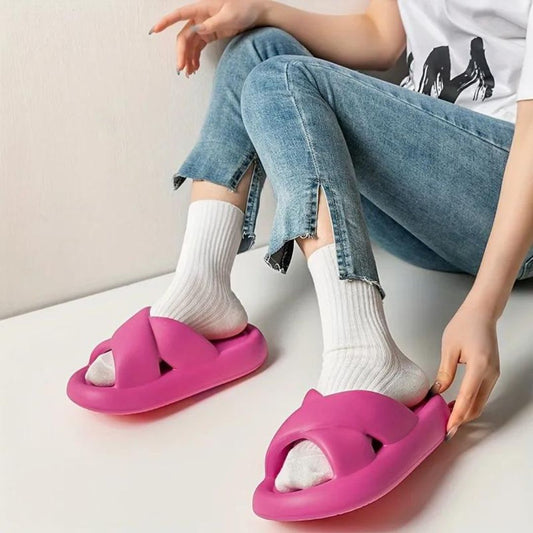 Hot Pink Criss-Cross Slippers