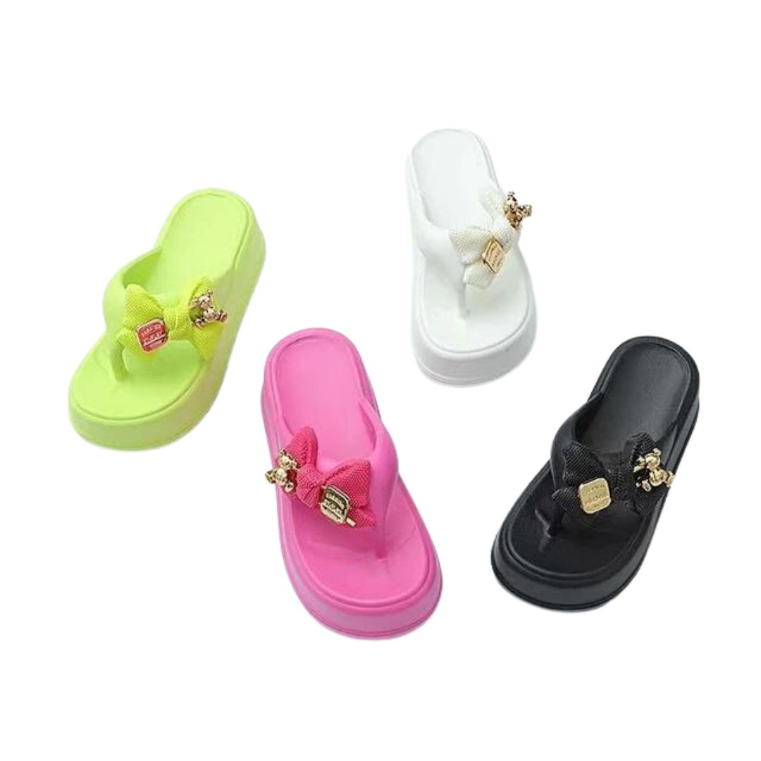 Black Teddy Bow Flip Flop